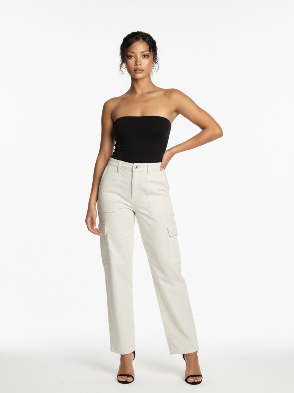 Aritzia Sunday Best Organic Cotton Cargo Pants White Straight Leg US 2